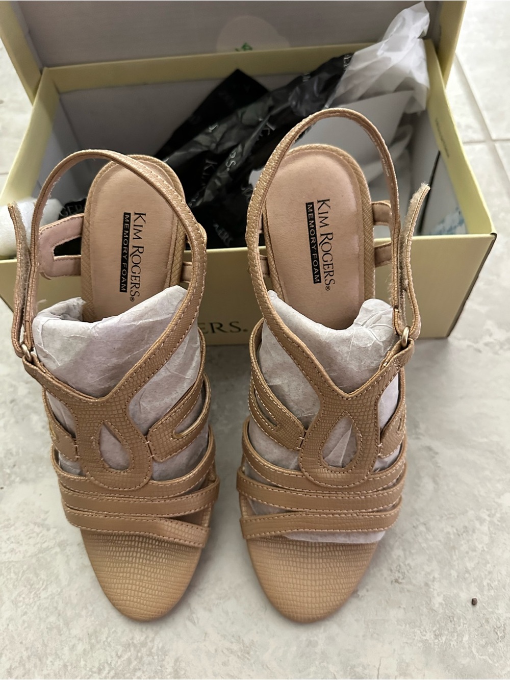 NWT Kim Rogers Tan Strappy Cutout Slingback Heels New in box Never worn